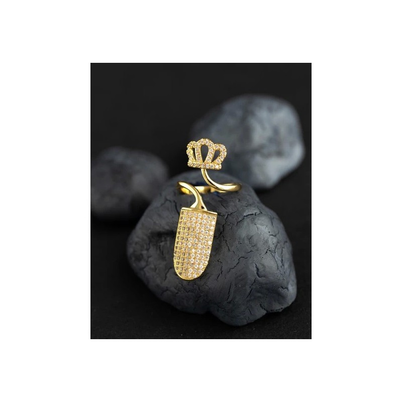 Crown design gold plated nail ring.