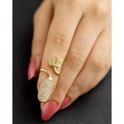 Crown design gold plated nail ring.
