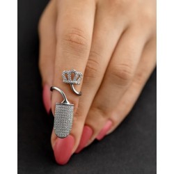 Crown design silver nail ring.